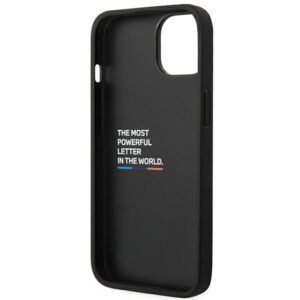 BMW BMHCP14M22PTDK Apple iPhone 14 Plus / 15 Plus 6,7" juodos spalvos Leather Stamp Tricolor - Image 7