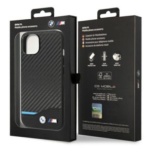 BMW BMHCP14S22NBCK Apple iPhone 14 / 15 / 13 6.1" juodos spalvos Leather Carbon - Image 8