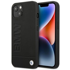 BMW BMHCP14MSLLBK Apple iPhone 14 Plus / 15 Plus 6,7" juodos spalvos Leather Stamp