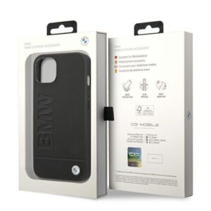 BMW BMHCP14MSLLBK Apple iPhone 14 Plus / 15 Plus 6,7" juodos spalvos Leather Stamp - Image 8