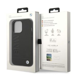 BMW BMHCP14XSLLBK Apple iPhone 14 Pro Max 6,7" juodos spalvos Leather Stamp - Image 8