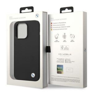 BMW BMHCP14LSILBK Apple iPhone 14 Pro 6,1" juodos spalvos Silicone Metal Logo - Image 8