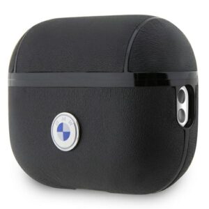 BMW BMAP2SSLBK AirPods Pro 2 dėklas juodos spalvos Genuine Leather sidabro spalvos Logo - Image 3