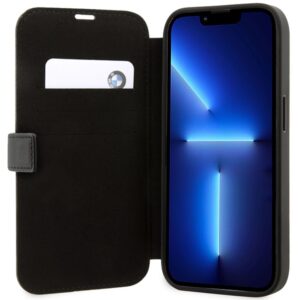 BMW BMBKP14L22RVSK dėklas Apple iPhone 14 Pro 6.1" juodos spalvos bookdėklas Leather Stamp Blue Lines - Image 6