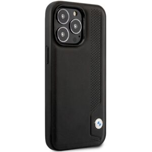 BMW BMHCP14X22RBDK dėklas Apple iPhone 14 Pro Max 6.7" juodos spalvos kietas dėklas Leather Blue Dots - Image 4