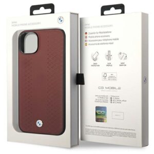 BMW BMHCP14S22RFGR dėklas Apple iPhone 14   15   13 6.1" burgundy Leather Diamond Pattern - Image 8