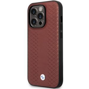 Dėklas BMW BMHCP14X22RFGR Apple iPhone 14 Pro Max 6,7" burgundy Leather Diamond Pattern - Image 2