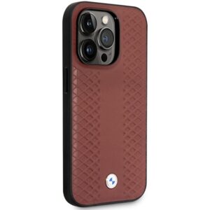 Dėklas BMW BMHCP14X22RFGR Apple iPhone 14 Pro Max 6,7" burgundy Leather Diamond Pattern - Image 4