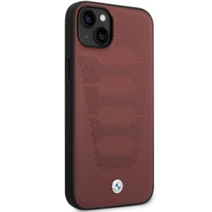 Dėklas BMW BMHCP14S22RPSR Apple iPhone 14 / 15 / 13 6.1" burgundy Leather Seats Pattern - Image 2