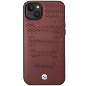 Dėklas BMW BMHCP14S22RPSR Apple iPhone 14 / 15 / 13 6.1" burgundy Leather Seats Pattern - Image 3