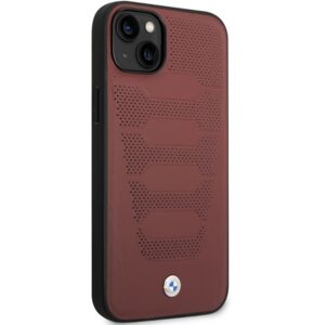Dėklas BMW BMHCP14S22RPSR Apple iPhone 14 / 15 / 13 6.1" burgundy Leather Seats Pattern - Image 4