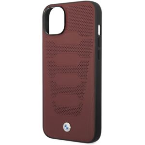 Dėklas BMW BMHCP14S22RPSR Apple iPhone 14 / 15 / 13 6.1" burgundy Leather Seats Pattern - Image 6