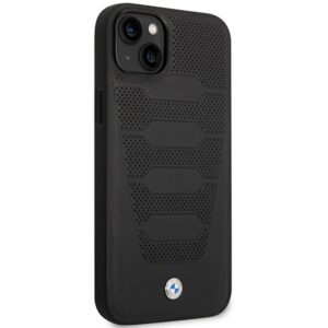 Dėklas BMW BMHCP14S22RPSK Apple iPhone 14 / 15 / 13 6.1" juodos spalvos Leather Seats Pattern - Image 3
