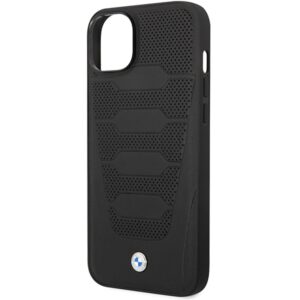 Dėklas BMW BMHCP14S22RPSK Apple iPhone 14 / 15 / 13 6.1" juodos spalvos Leather Seats Pattern - Image 6