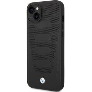 Dėklas BMW BMHCP14S22RPSK Apple iPhone 14 / 15 / 13 6.1" juodos spalvos Leather Seats Pattern - Image 7