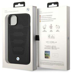 Dėklas BMW BMHCP14S22RPSK Apple iPhone 14 / 15 / 13 6.1" juodos spalvos Leather Seats Pattern - Image 8