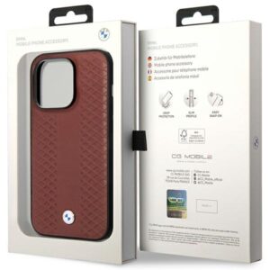 BMW BMHMP14L22RFGR dėklas Apple iPhone 14 Pro 6.1" burgundy burgundy Leather Diamond Pattern MagSafe - Image 8