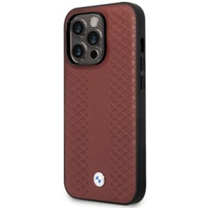BMW BMHMP14X22RFGR dėklas Apple iPhone 14 Pro Max 6.7" burgundy Leather Diamond Pattern MagSafe - Image 2