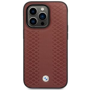 BMW BMHMP14X22RFGR dėklas Apple iPhone 14 Pro Max 6.7" burgundy Leather Diamond Pattern MagSafe - Image 3
