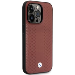 BMW BMHMP14X22RFGR dėklas Apple iPhone 14 Pro Max 6.7" burgundy Leather Diamond Pattern MagSafe - Image 4