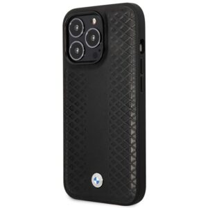 BMW BMHMP14X22RFGK dėklas Apple iPhone 14 Pro Max 6.7" juodos spalvos Leather Diamond Pattern MagSafe - Image 2