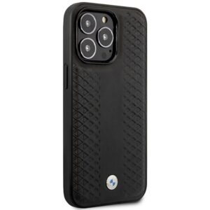 BMW BMHMP14X22RFGK dėklas Apple iPhone 14 Pro Max 6.7" juodos spalvos Leather Diamond Pattern MagSafe - Image 4