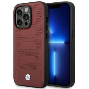 BMW BMHMP14X22RPSR dėklas Apple iPhone 14 Pro Max 6.7" burgundy Leather Seats Pattern MagSafe - Image 1