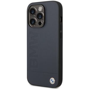 BMW BMHMP14XSLLNA Apple iPhone 14 Pro Max 6.7" navy kietas dėklas Leather Hot Stamp MagSafe - Image 2