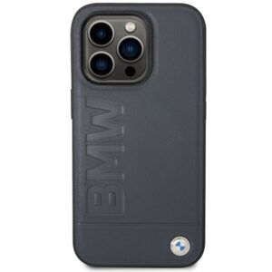 BMW BMHMP14XSLLNA Apple iPhone 14 Pro Max 6.7" navy kietas dėklas Leather Hot Stamp MagSafe - Image 3
