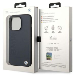 BMW BMHMP14XSLLNA Apple iPhone 14 Pro Max 6.7" navy kietas dėklas Leather Hot Stamp MagSafe - Image 8