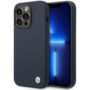 BMW BMHMP14XSILNA Apple iPhone 14 Pro Max 6.7" navy Silicone Metal Logo MagSafe Dėklas - Image 1
