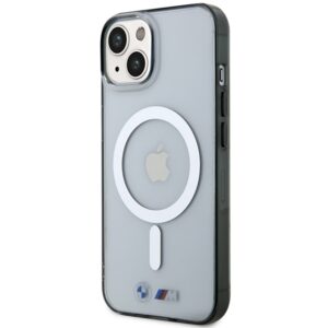 BMW BMHMP14SHCRS dėklas Apple iPhone 14 15 13 6.1" skaidrus kietas dėklas Silver Ring MagSafe - Image 2