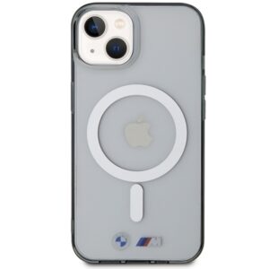 BMW BMHMP14MHCRS dėklas Apple iPhone 14 Plus 15 Plus 6.7" skaidrus kietas dėklas Silver Ring MagSafe - Image 3