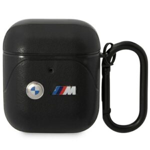 BMW BMA222PVTK AirPods 1/2 Dėklas black Leather Curved Line - Image 1