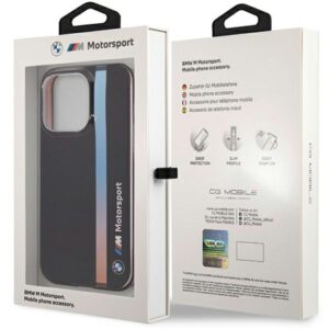 Dėklas BMW BMHCP14L22HVGV Apple iPhone 14 Pro 6.1" juodos spalvos IML Tricolor Stripe - Image 8