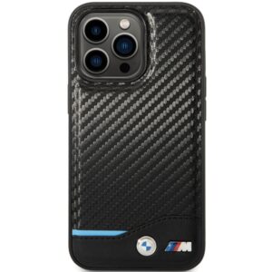 Dėklas BMW BMHCP13X22NBCK Apple iPhone 13 Pro Max 6.7" juodos spalvos kietas dėklas Leather Carbon - Image 3