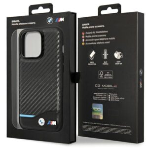 Dėklas BMW BMHCP13X22NBCK Apple iPhone 13 Pro Max 6.7" juodos spalvos kietas dėklas Leather Carbon - Image 8
