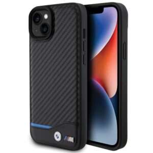 BMW BMHCP15M22NBCK Apple iPhone 15 Plus / 14 Plus 6.7" juodos spalvos Leather Carbon