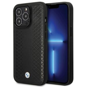 BMW BMHCP14L22RFGK Apple iPhone 14 Pro 6.1" juodos spalvos Leather Diamond Pattern