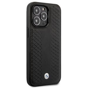 BMW BMHCP14L22RFGK Apple iPhone 14 Pro 6.1" juodos spalvos Leather Diamond Pattern - Image 4