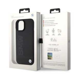 BMW BMHMP15SSLLBK Apple iPhone 15 14 13 6.1" juodos spalvos Magsafe kietas dėklas Signature Logo Imprint - Image 8