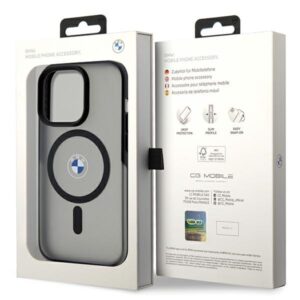 BMW BMHMP15LDSLK Apple iPhone 15 Pro 6.1" juodos spalvos kietas dėklas IML Signature MagSafe - Image 8