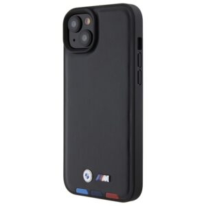 BMW BMHCP15M22PTDK Apple iPhone 15 Plus / 14 Plus 6.7" juodos spalvos Leather Stamp Tricolor - Image 2