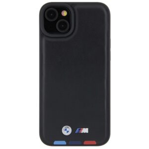BMW BMHCP15M22PTDK Apple iPhone 15 Plus / 14 Plus 6.7" juodos spalvos Leather Stamp Tricolor - Image 3
