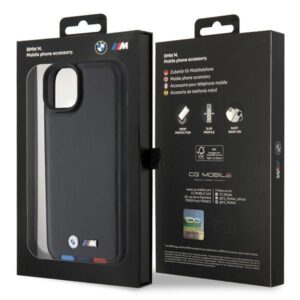 BMW BMHCP15M22PTDK Apple iPhone 15 Plus / 14 Plus 6.7" juodos spalvos Leather Stamp Tricolor - Image 8