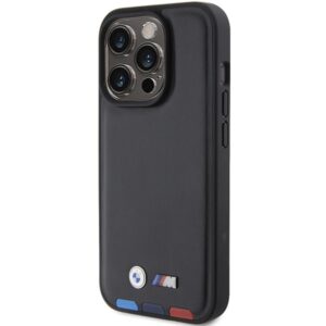 BMW BMHCP15L22PTDK Apple iPhone 15 Pro 6.1" juodos spalvos Leather Stamp Tricolor - Image 2