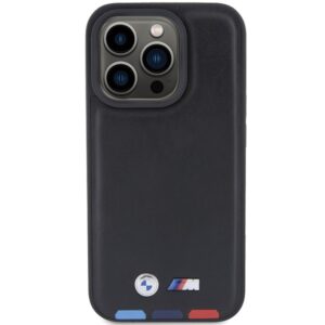 BMW BMHCP15L22PTDK Apple iPhone 15 Pro 6.1" juodos spalvos Leather Stamp Tricolor - Image 3