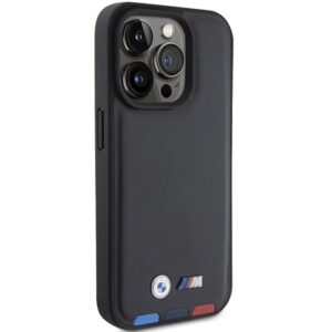 BMW BMHCP15L22PTDK Apple iPhone 15 Pro 6.1" juodos spalvos Leather Stamp Tricolor - Image 4
