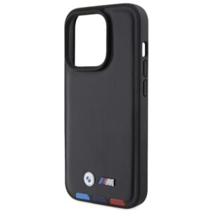 BMW BMHCP15L22PTDK Apple iPhone 15 Pro 6.1" juodos spalvos Leather Stamp Tricolor - Image 6