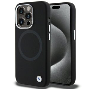 Dėklas BMW BMHMP15LSILBK2 Apple iPhone 15 Pro 6.1" juodos spalvos Signature Liquid Silicone MagSafe